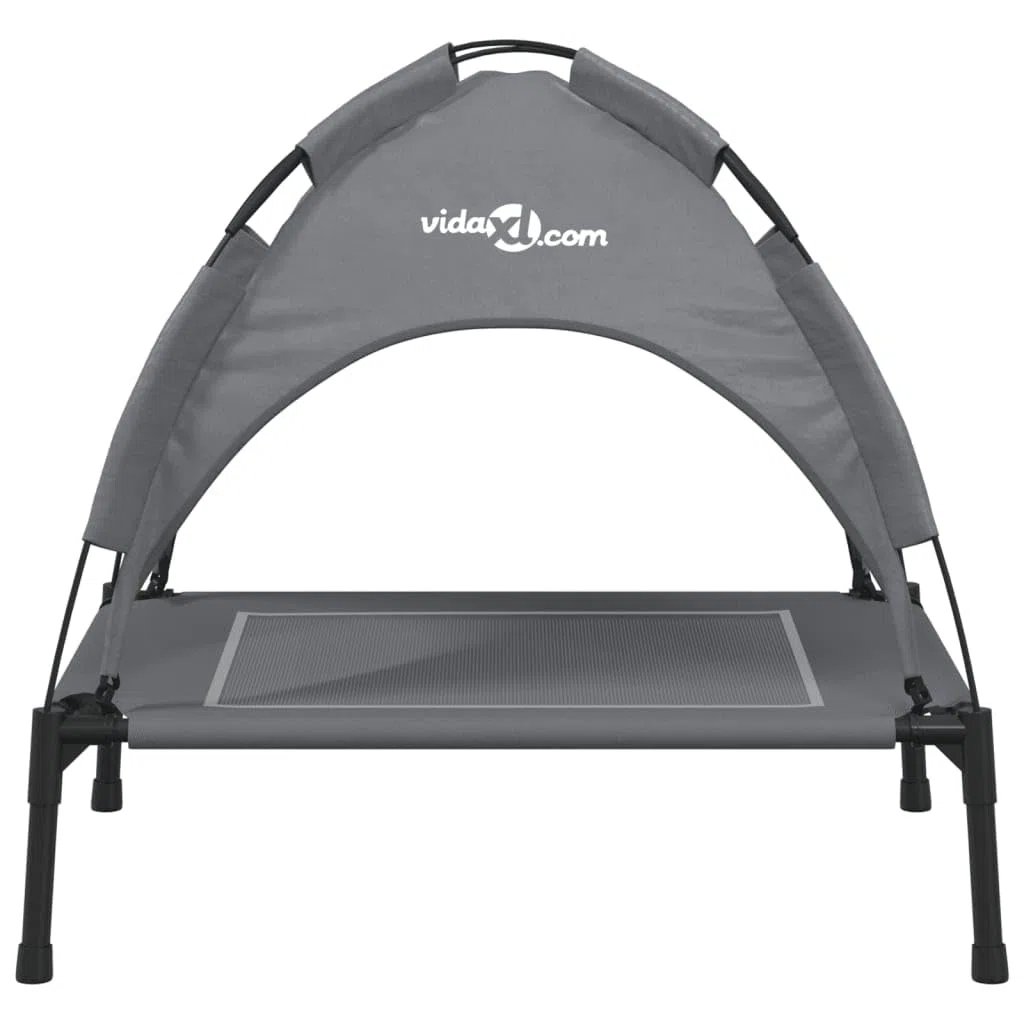 Cama para perros con techo Antracita Tela Oxford y Acero para Perro Gato Salón LH695271