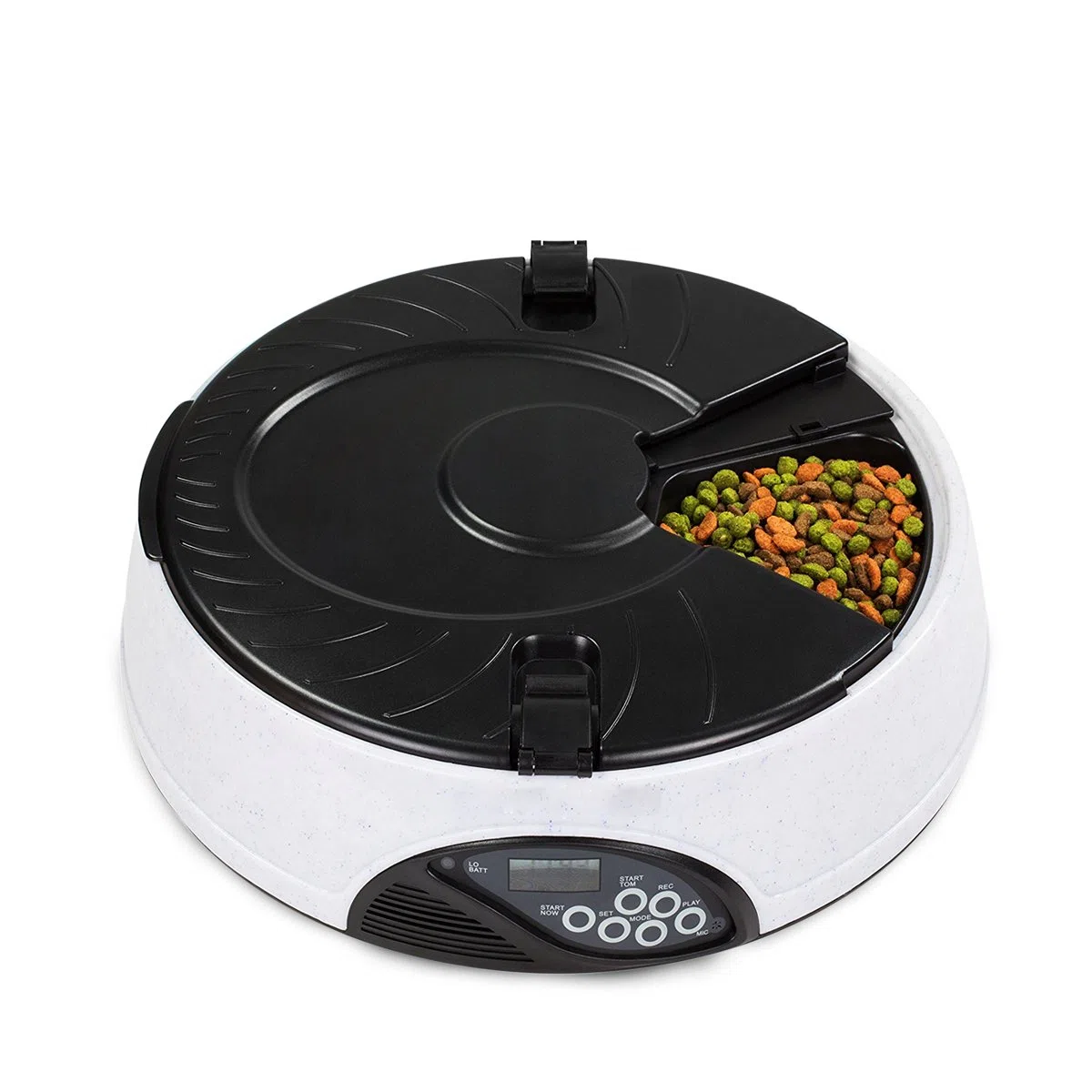 PETCUTE Comedero automático de gatos y dispensador de alimentos para mascotas con grabadora de voz (6 comidas / día programable) Blanco