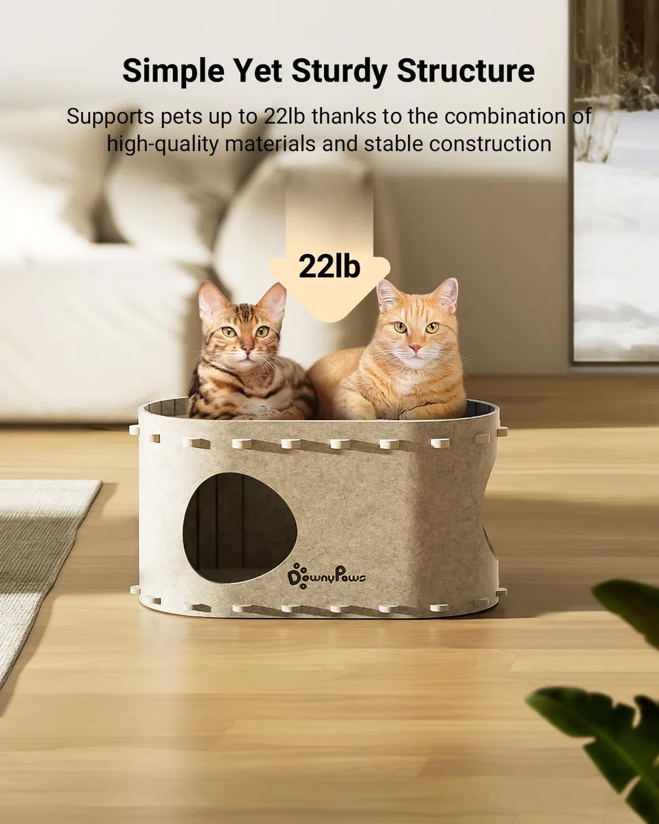 DownyPaws Camas para gatos de interior crema cueva