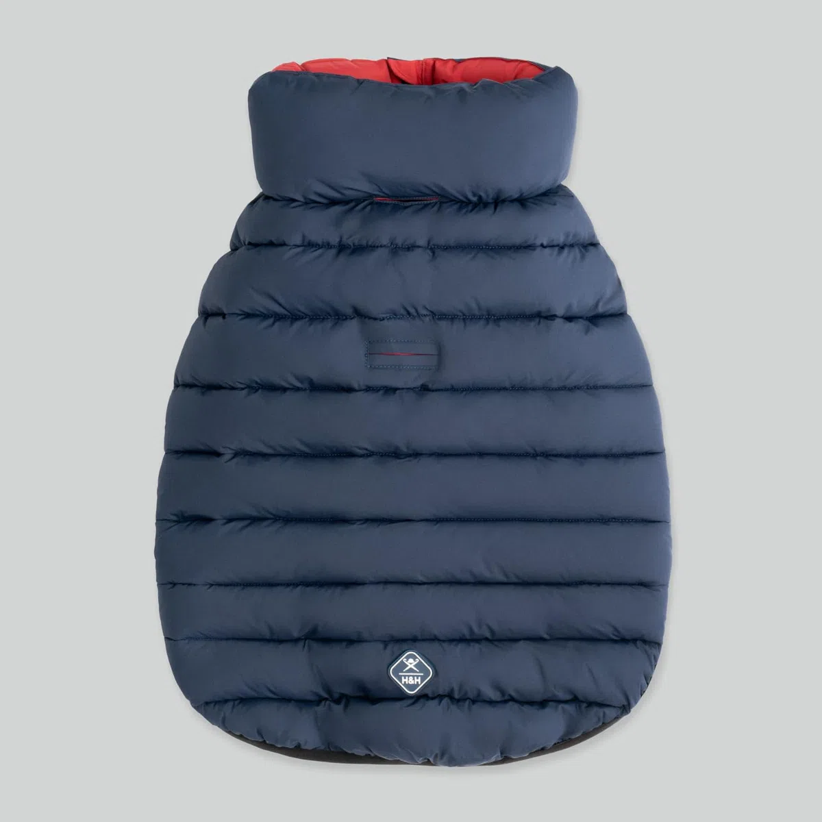 HUGO & HUDSON x Hackett Chaqueta Acolchada Reversible para Perros, Abrigo cálido de Invierno, Azul Marino y Baya, S35