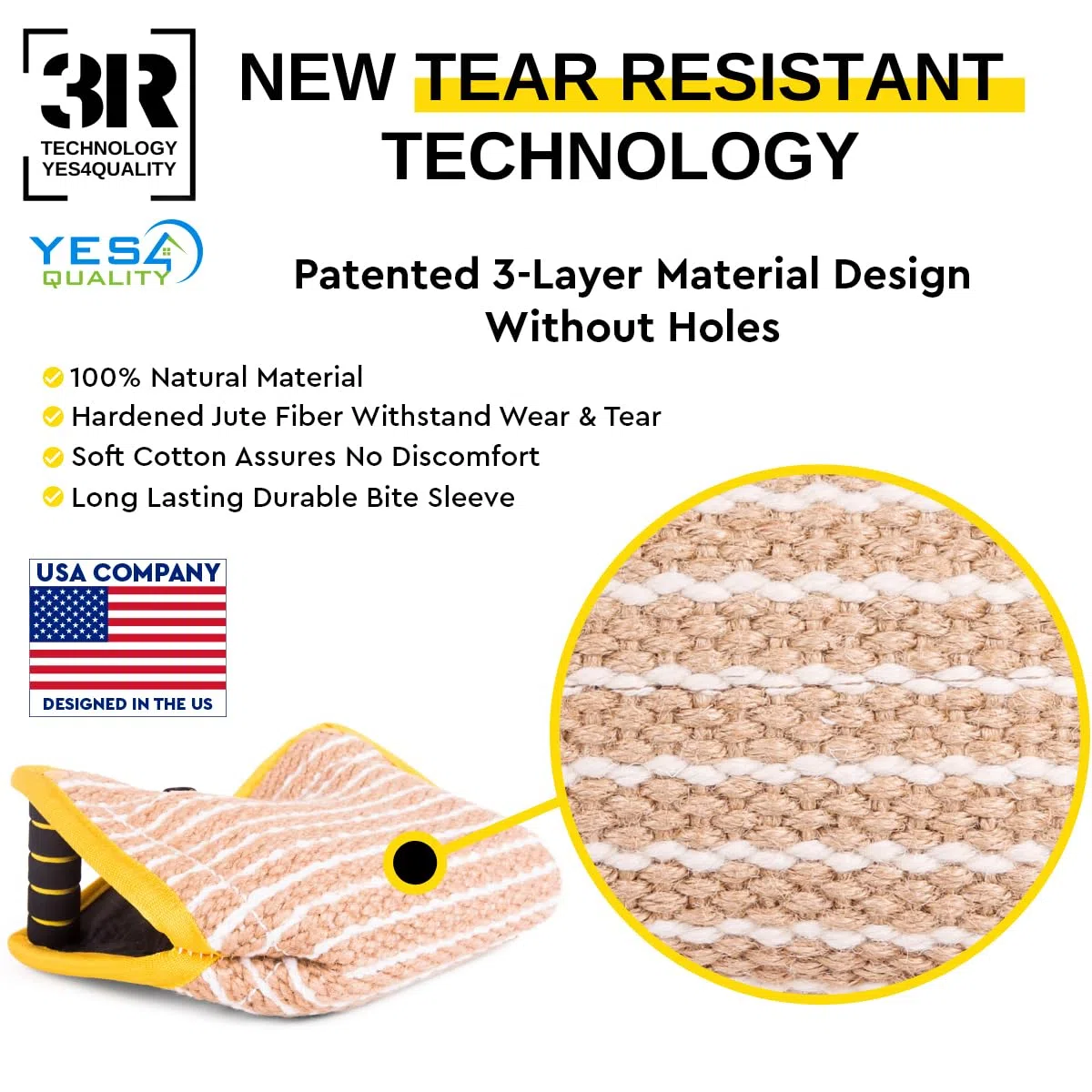 YES4QUALITY Cuña Duradera para mordeduras de Perro de 13 x 10 Pulgadas, Almohada Segura para mordeduras con 2 Asas cómodas y Fuertes, Juguete de Yute Resistente para Perros medianos a Grandes, Ideal