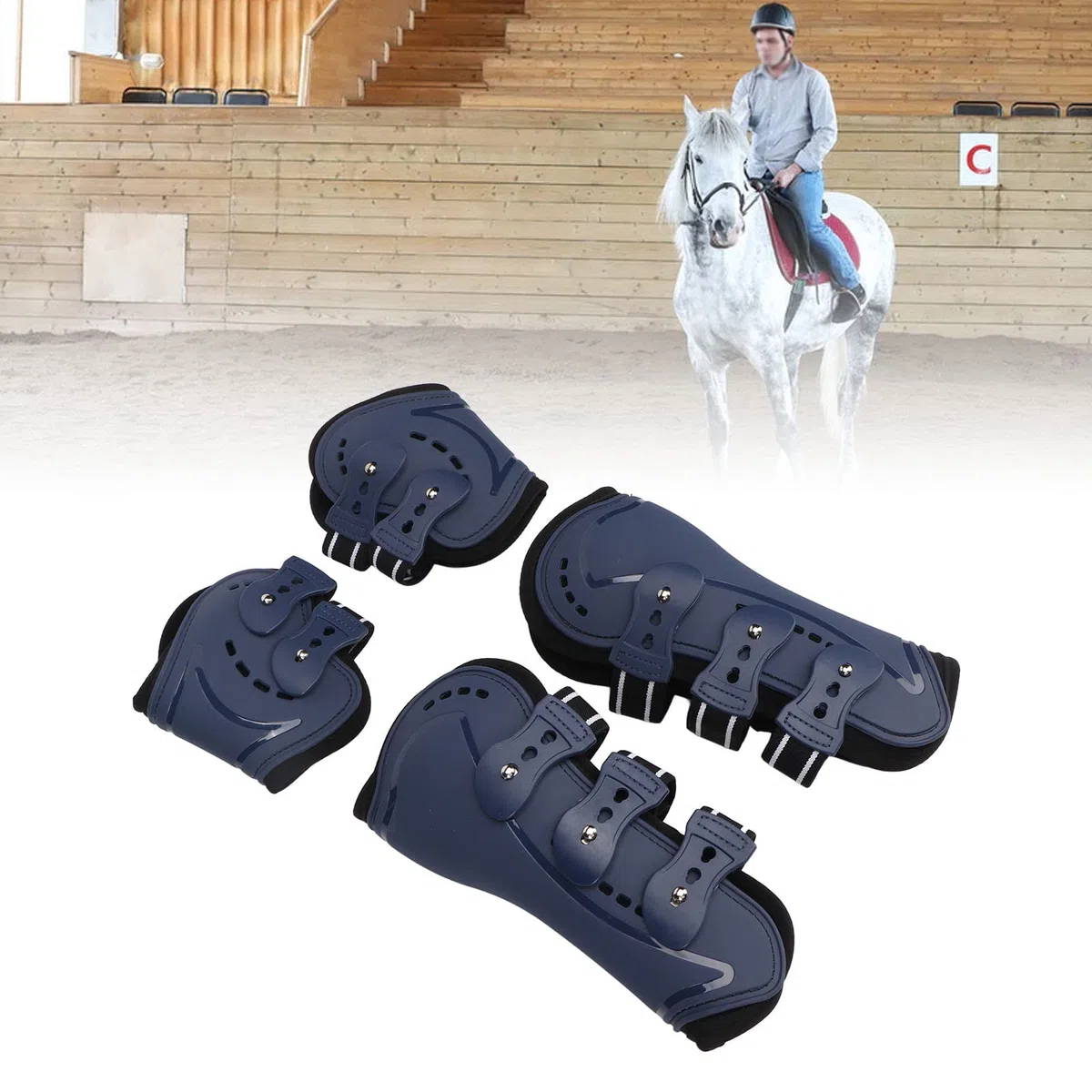 Tapones De Cuerda Con Frente Abierto Para Caballos, Fáciles De Llevar, Cómodas Tapas Para Tendón De Caballo, Orificios De Ventilación, Carcasa De Poliuretano Resistente, Juego De 4 Unidades, Ajustable