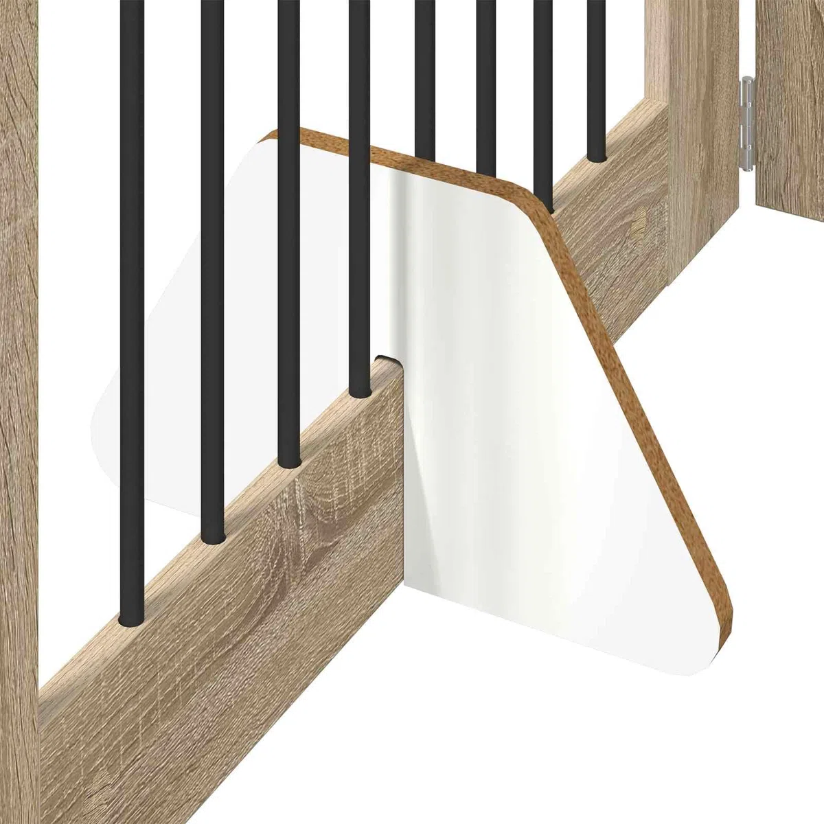 Mangloder - Portería plegable para perros con soporte, 2 piezas de roble Sonoma, material de madera, 160,5 cm de longitud total, plegable, interior, piso, rueda libre segura para perros, cachorros