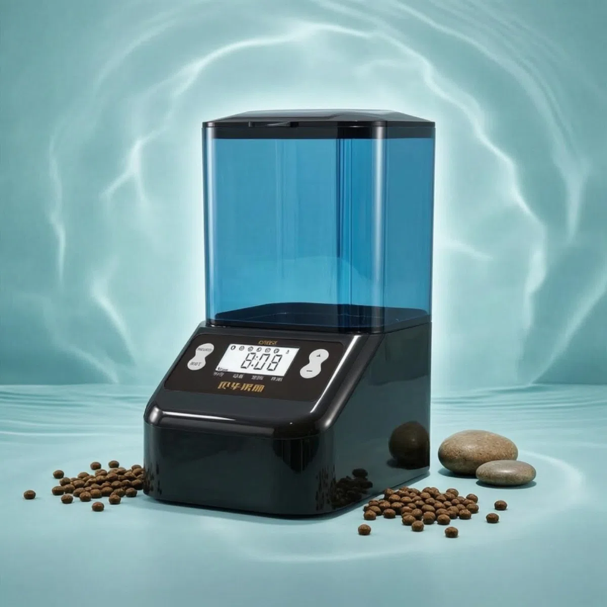 Alimentador Automático Peces Programable Alimentador Peces con Tolva Transparente Ajustable para s, Negro