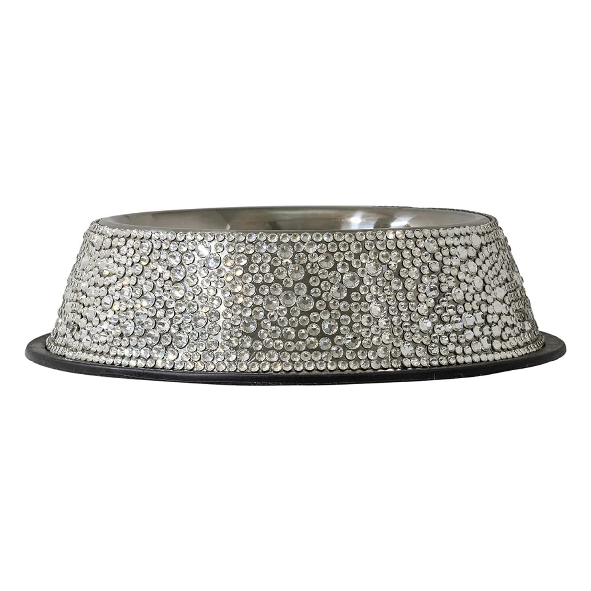 Cuenco para mascotas, diamantes de imitación brillantes en acero inoxidable, base antideslizante, para gatos, perros, otras mascotas, alimentos y agua, plata, mediano, se vende por separado