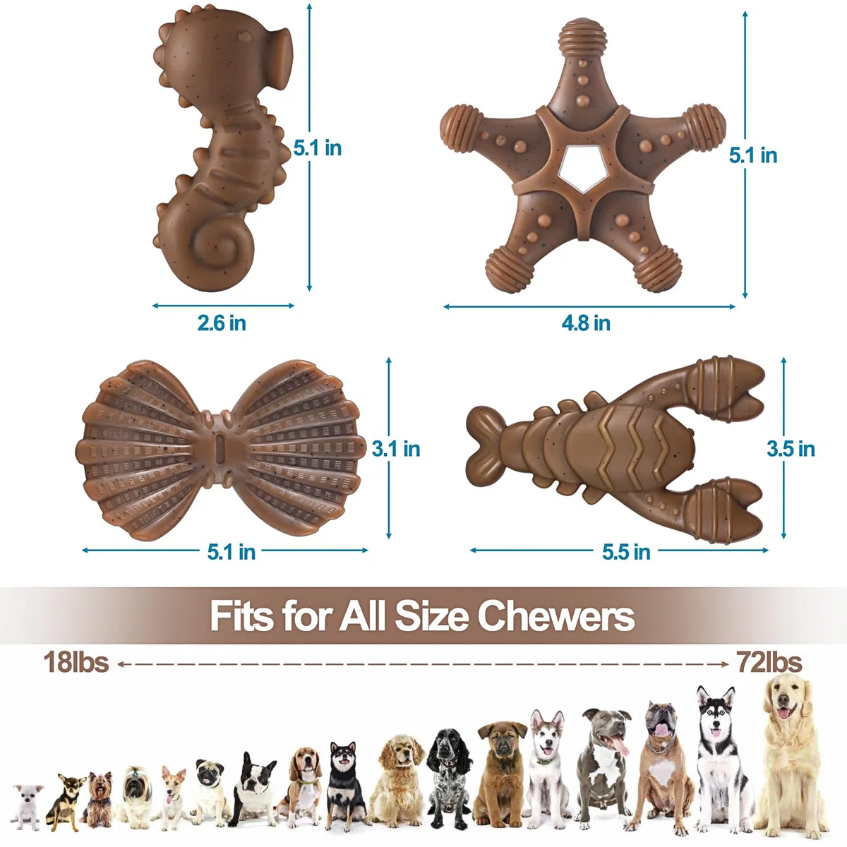 Juguetes Masticables Mordedores Perro, Juguetes Indestructibles Regalos para Perros, Juguetes Duraderos para Perros de Razas Grandes, Medianas y Pequeñas, Paquete de 4 Juguetes Súper