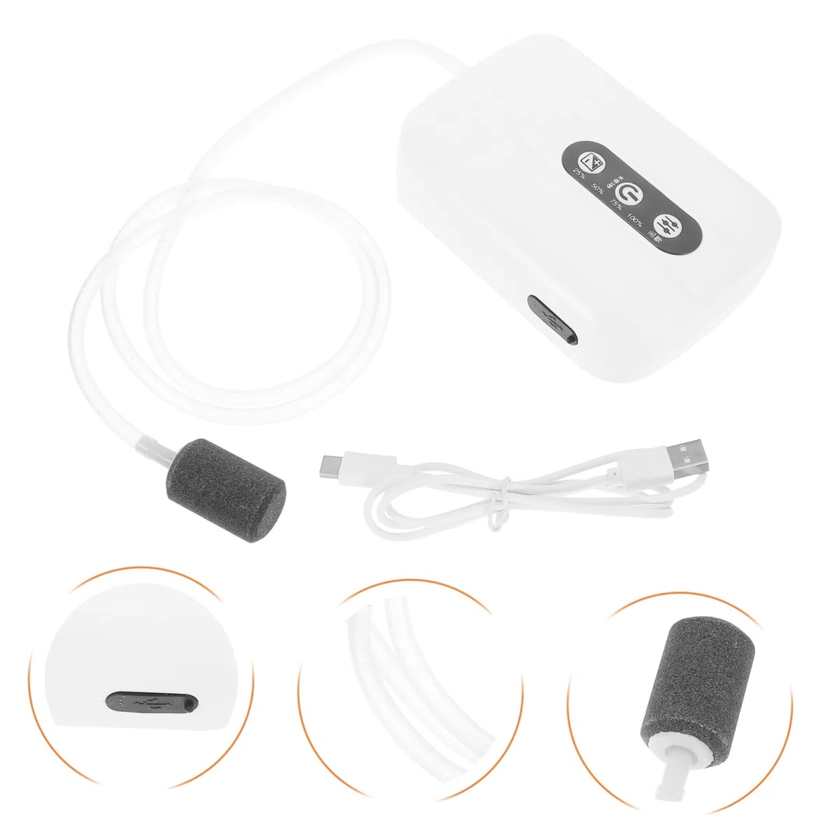 1juego Bomba De para Acuario USB Aireador Compacto y Silencioso para Peceras Generador De Burbujas De Suministro Acuático y Práctico