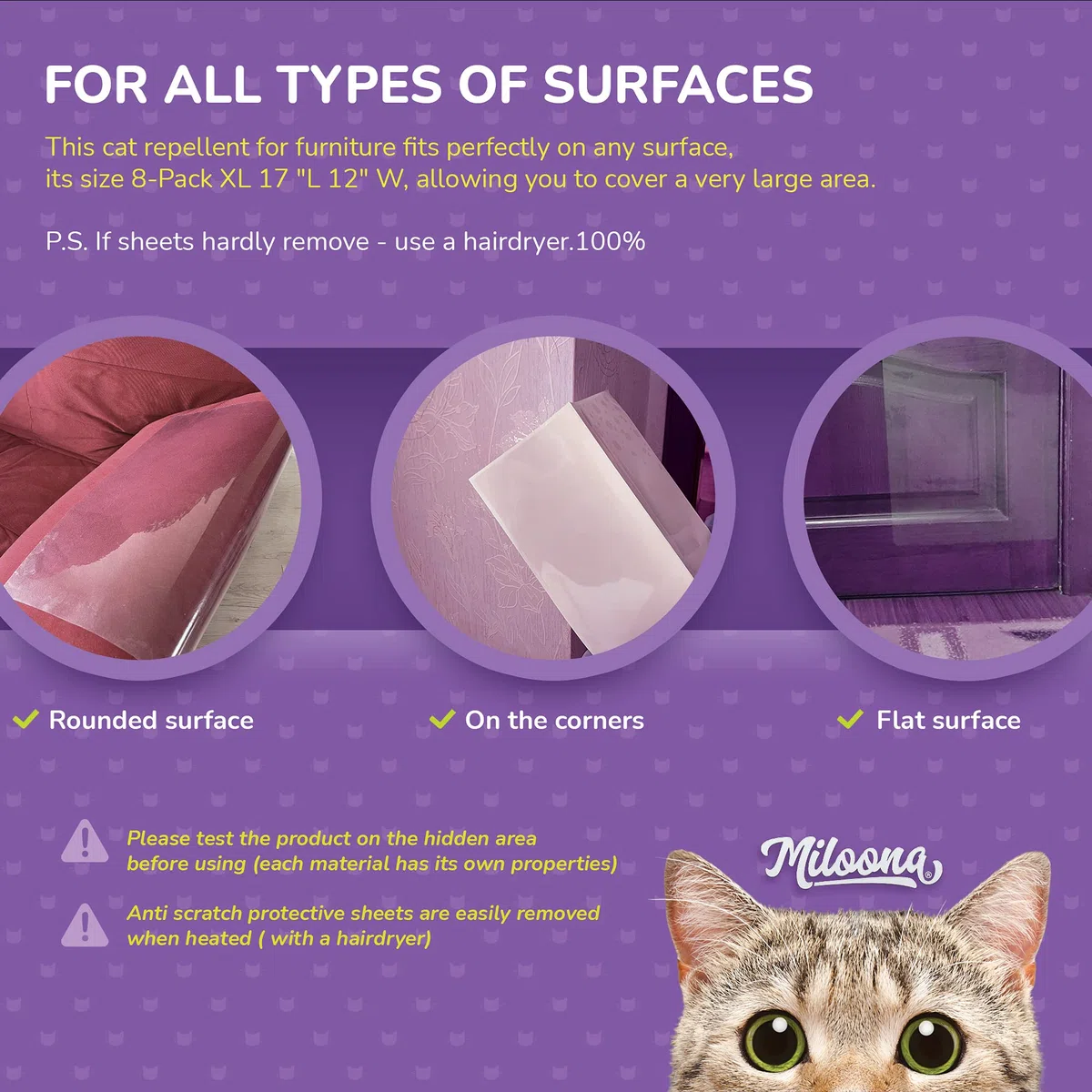 Protector de muebles antiarañazos, 4 hojas, fundas de sofá para gatos, disuasorio de arañazos de gatos para muebles, protector de arañazos de sofá contra gatos, protector de muebles