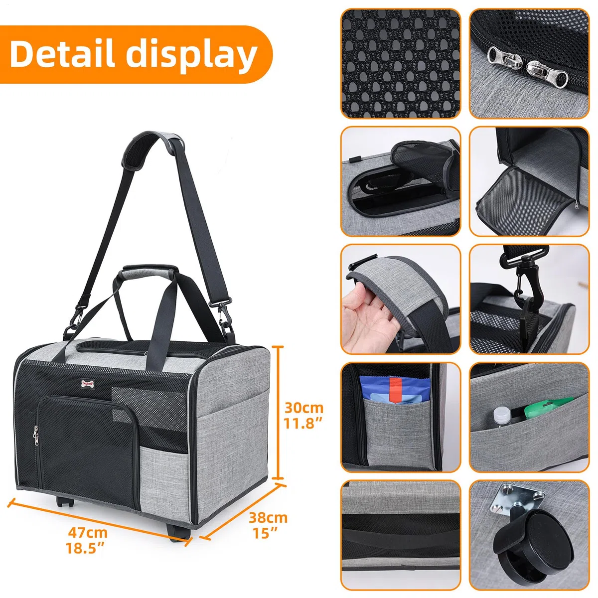 Transportín para Gatos con Ruedas - Transportín para Mascotas con Correa para el Hombro | Transportines para Gatos con Ruedas, Transportines para Mascotas con Ruedas para Viajar, Paseos Diarios,
