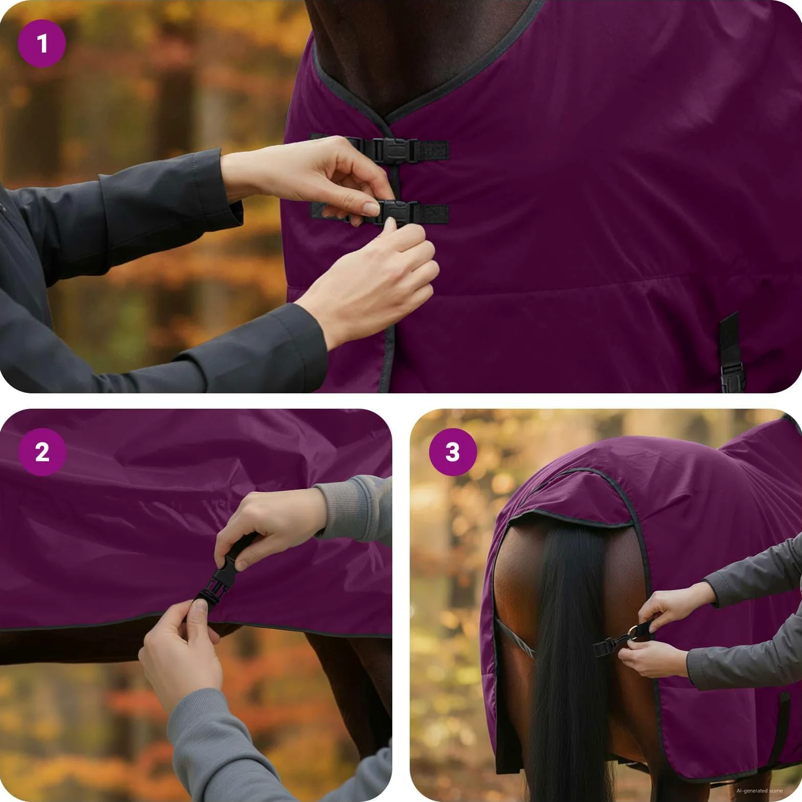 vidaXL Manta para Caballo Morado Completo 155 cm Poliéster
