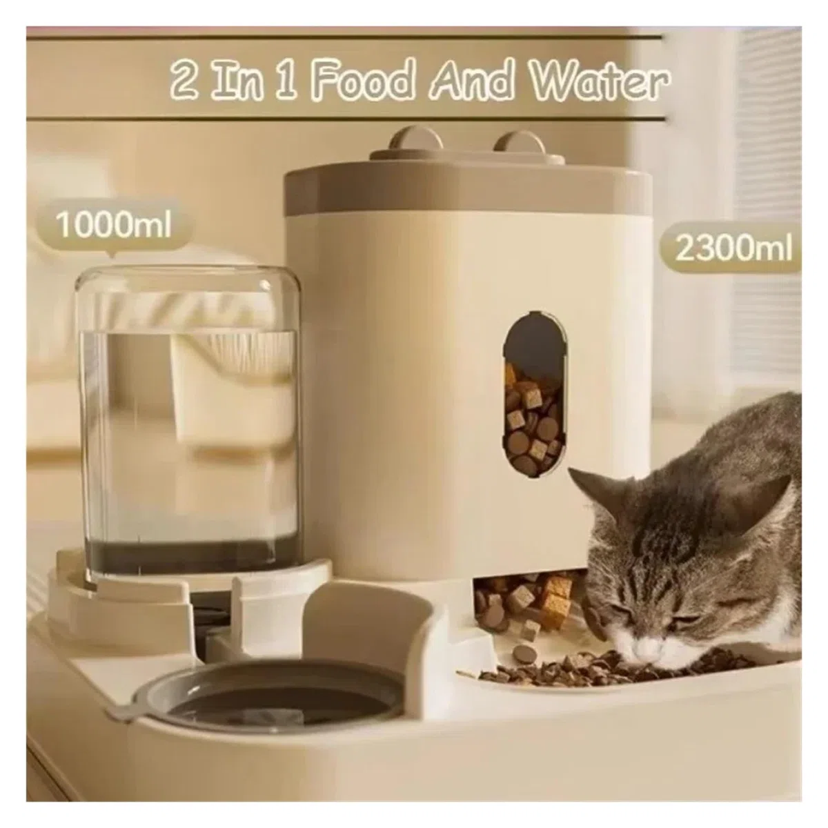 comedero automático para Gatos, Comedero Elevado 2 en 1 con Bebedero for Perros y Gatos. Accesorios for Mascotas(Blue)
