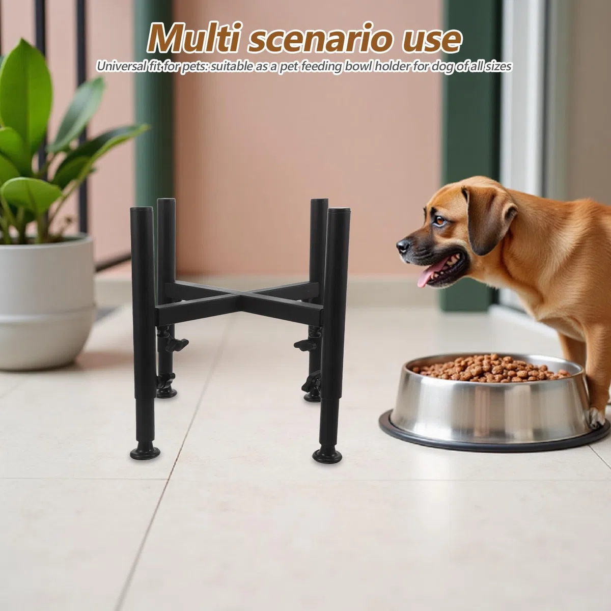 YARNOW Soporte para Cuencos de Perro de Acero Inoxidable Ajustable de 6.3 a 10.2 Pulgadas Base Estable y Mantenimiento Fácil para Uso Diario en Ocupadas
