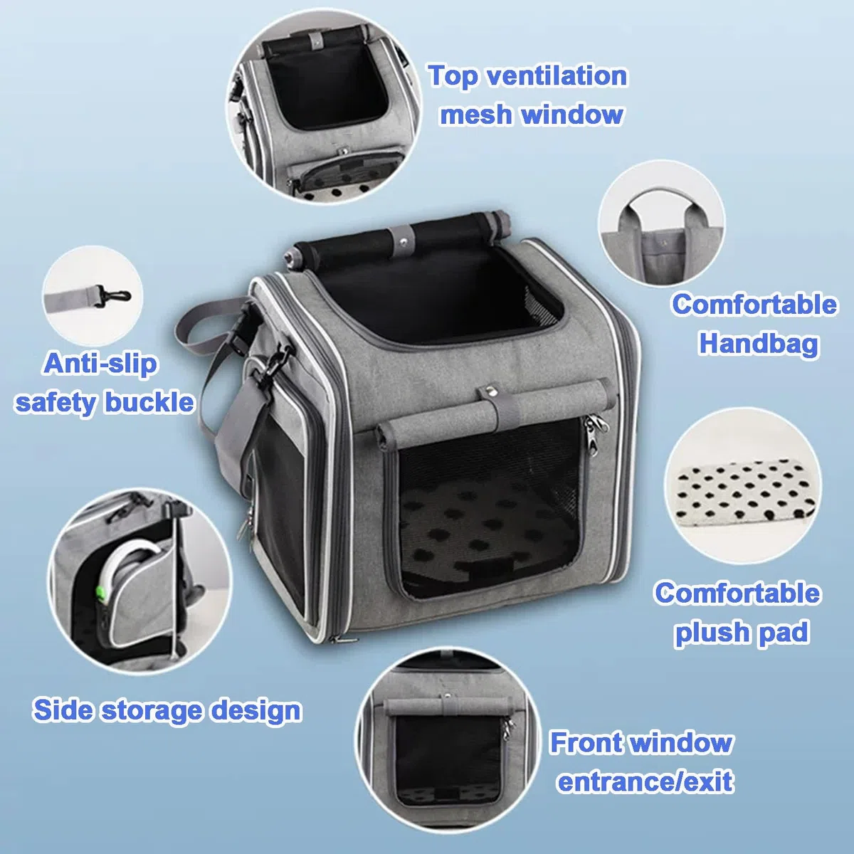 Mochila Perro Pequeño Soporta 12 Lbs Plegable Expandible Transportín Gato | Bien Ventilado con Correa de Seguridad Interior, Cesta de Bicicleta para Perro(Style 2)