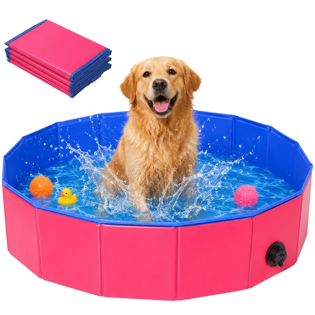Piscina para perros, 100 x 30 cm, plegable con orificio de drenaje, piscina infantil para mascotas, piscina plegable, piscina para perros, piscina infantil robusta para perros y gatos