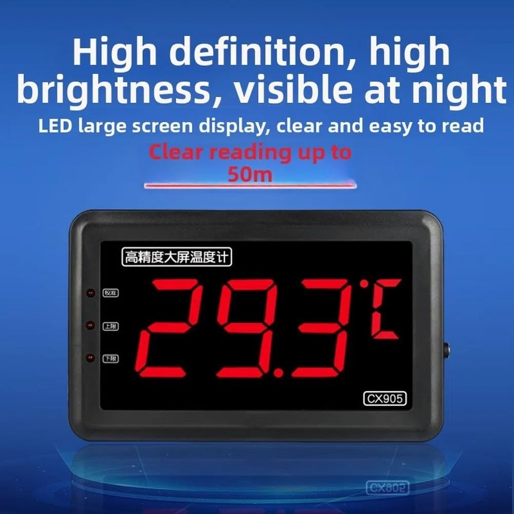 Termómetro digital impermeable con pantalla grande y alertas visuales audibles para medición de alta temperatura en acuicultura e industria rojo (A)