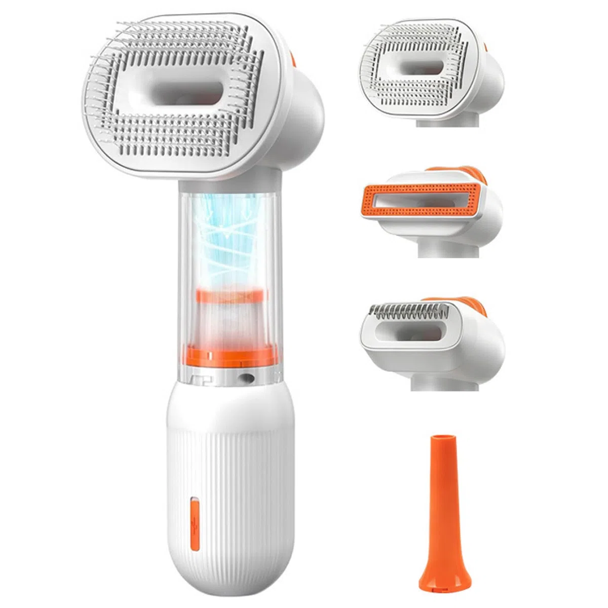 Cepillo de aspiradora para perros, 4 en 1, aseo de mascotas para perros y gatos con autolimpieza, diseño inalámbrico, herramienta de aseo para pelo corto y mediano
