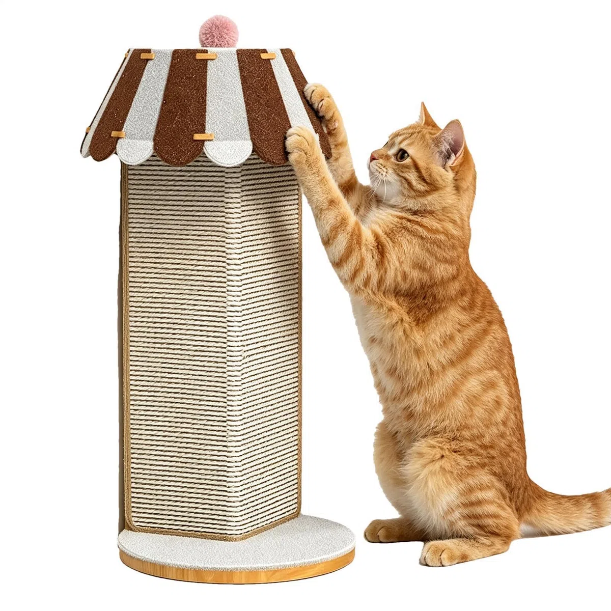 Gato columna rascador de 55 cm de sisal grande juguete rascador | Columna rascador para estirar el cuerpo del gato en interiores, especialmente en el salón en el sofá y