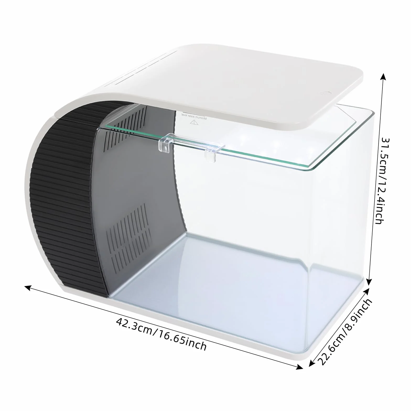 Acuario pequeño de cristal con iluminación LED de 19 litros | Adecuado para mantener guppies, peces pequeños y plantas acuáticas en el dormitorio u oficina
