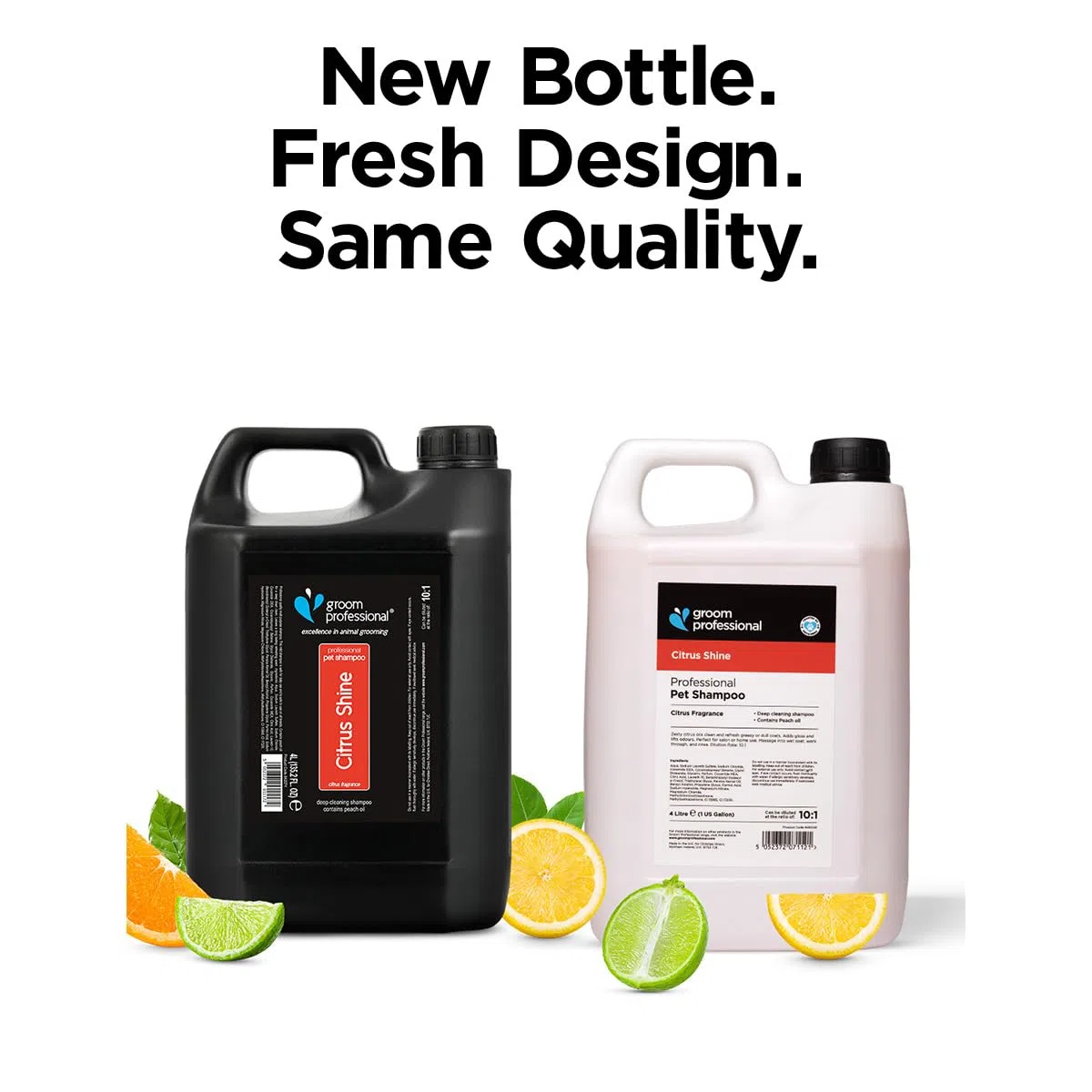 Groom Professional Citrus Shine Champú para perros (4 L) – Concentrado 10:1 con aceite de cítricos y melocotón, limpieza profunda y desengrasante, elimina olores y aroma fresco