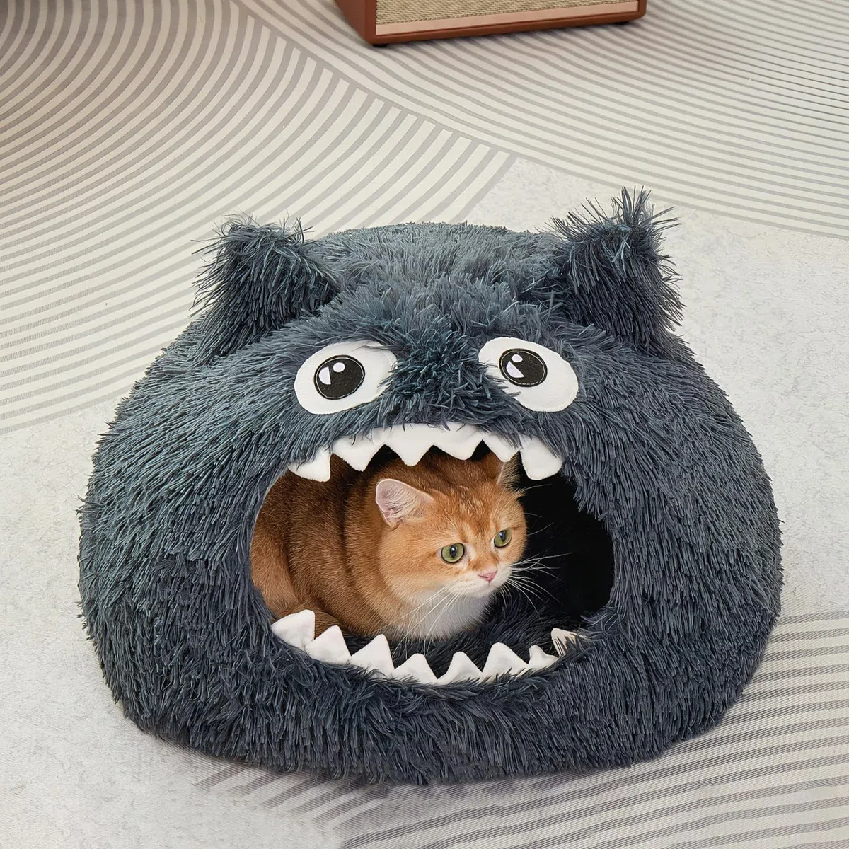 Cama Cueva para Gatos Suave Y Cálido con Diseño De Abierta | Cueva Para Gatos Con Cojin Lavable Para Cachorros y y Mascotas Pequeñas para Interior y Exterior para Navidad