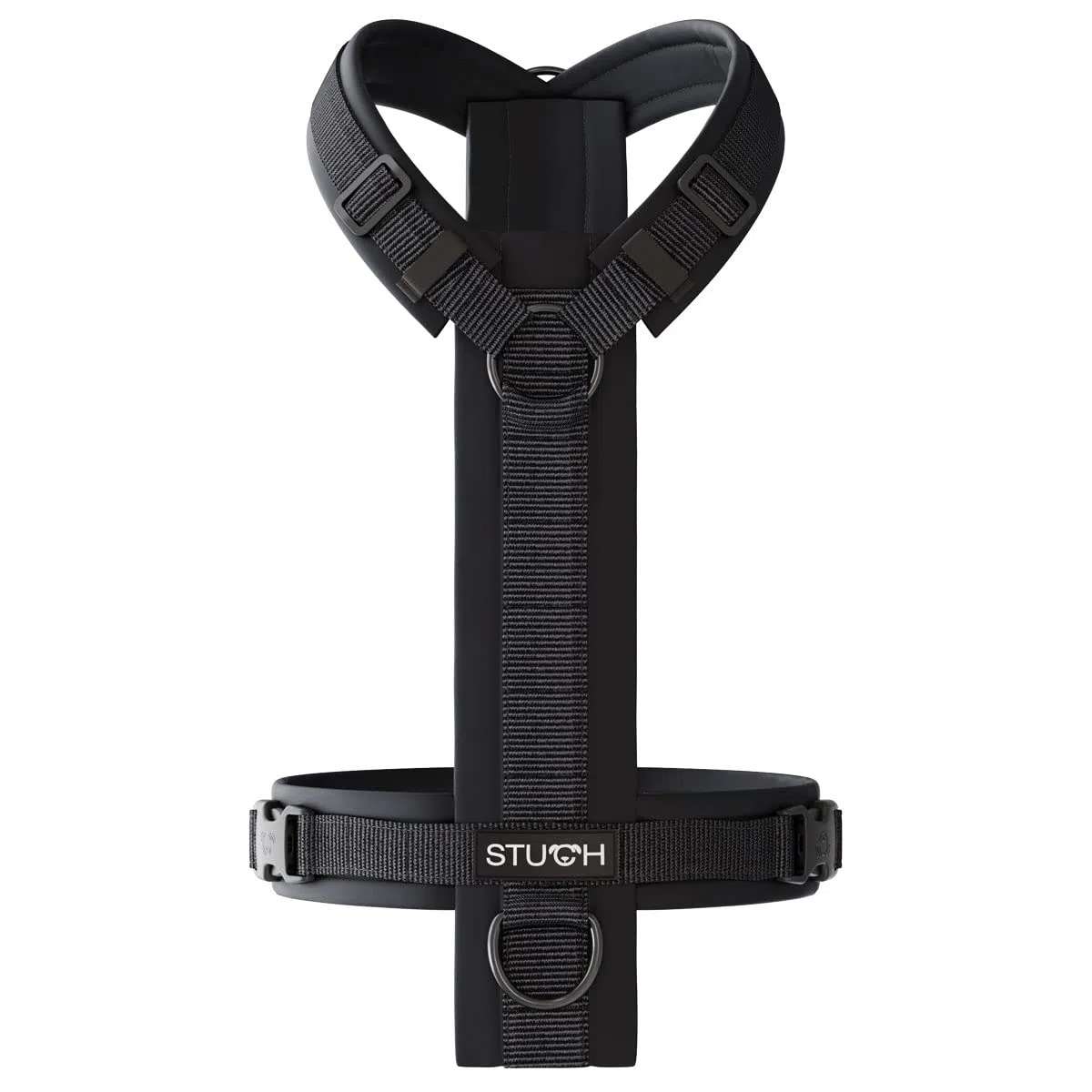 STUCH Arnés para perros en Y acolchado y ajustable – Arnés de nailon resistente y estable para perros pequeños y grandes – 100% vegano y certificado PETA, color: negro, talla: XS