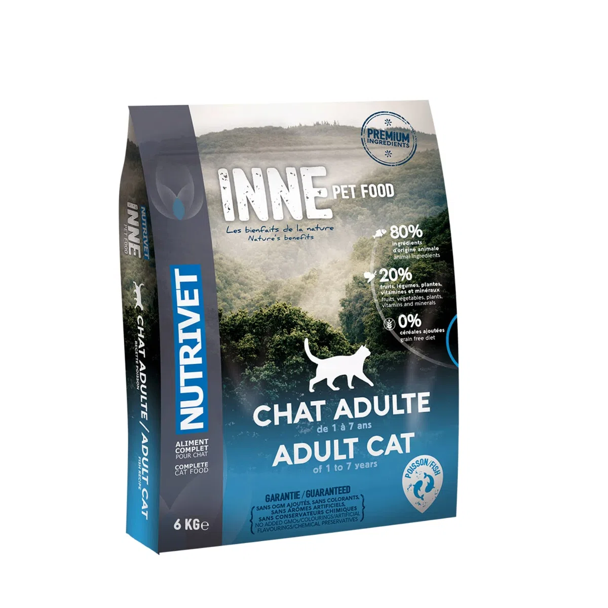 NUTRIVET - INNE Chat - Croquetas sin Cereales - Gato Adulto - Pescado - 80% Ingredientes de Origen Animal - 6kg