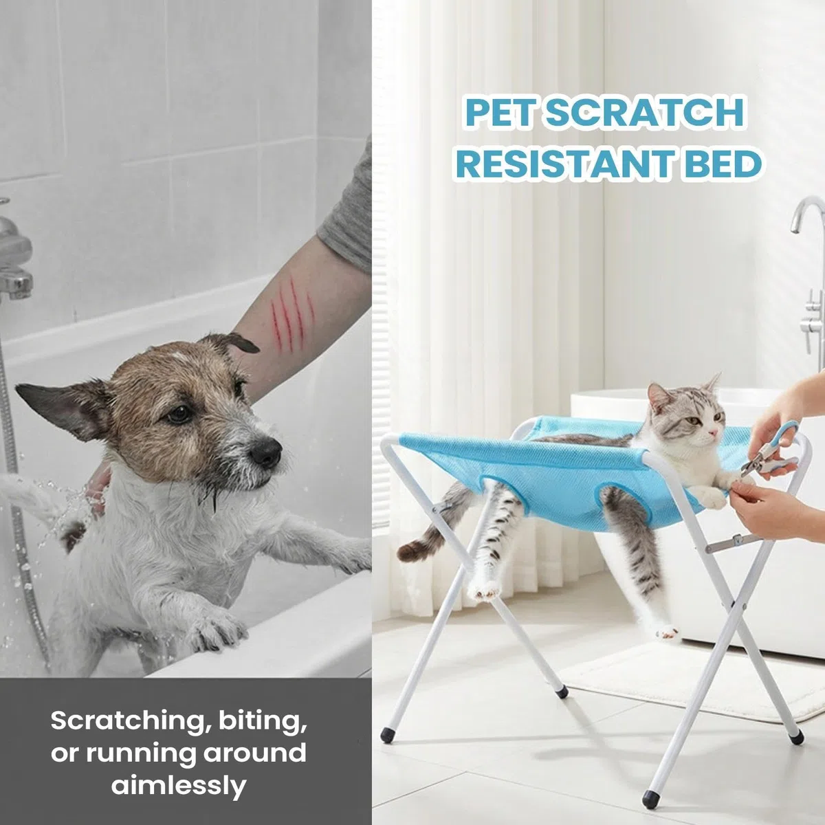 Mesa de Aseo para Perros en Casa A Prueba De Fugas Transpirable 8 Agujeros | Soporte de Aseo Relajante para Mascotas para Gatos y Cachorros Corte de Uñas Limpieza y Baño