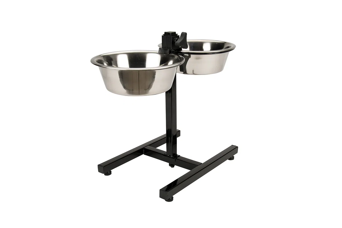 Tyrol Cuenco Doble Elevado/Soporte para Cuenco Ajustable en Altura/2 Cuencos de Acero Inoxidable, 28 cm, 4 Unidades