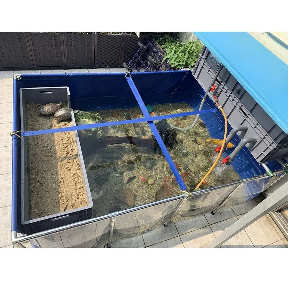 Acuario Grande De Lona De PVC, Piscina sobre El Suelo, Estanque De Piscina para Peces Y Mascotas Acuáticas, Marco De Acero, Ventana De Visualización Transparente,50x40x30cm