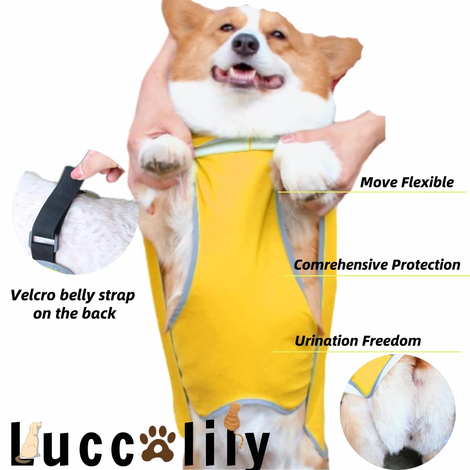 Chubasquero para Perro con Correa para el Vientre y Orificio de Correa, Ajustable, Tira Reflectante, Impermeable, Ligera, con Bolsa de Almacenamiento