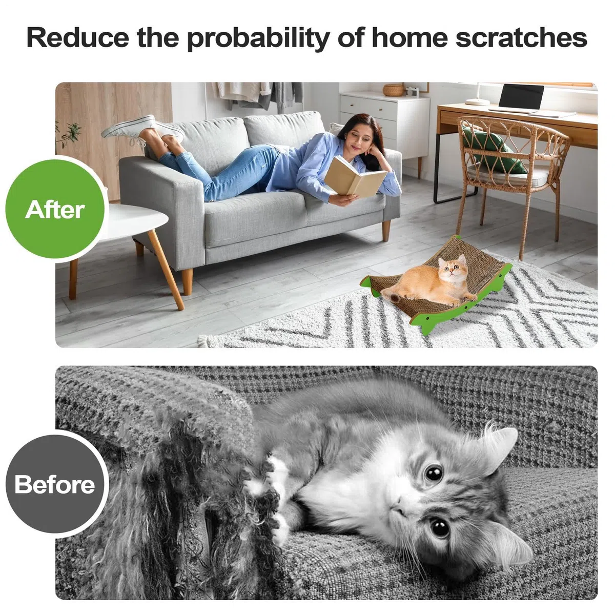 Tablero Rascador Para Gatos Rascador Para Gatos Cama Gatito | Accesorios Para Mascotas Protección Para Muebles Contra Arañazos En Alfombra Sofá Pared Puerta Juego Interior Contra