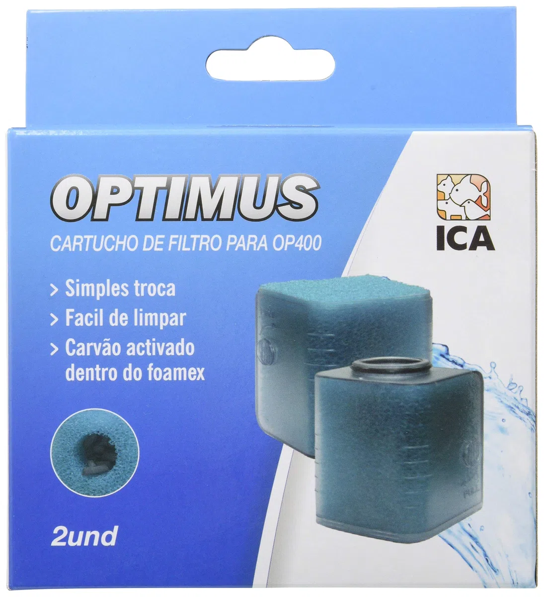 ICA OP400 Optimius 400 - Filtro Interior & OPC400 Carga Foamex y Carbón para Optimus 400