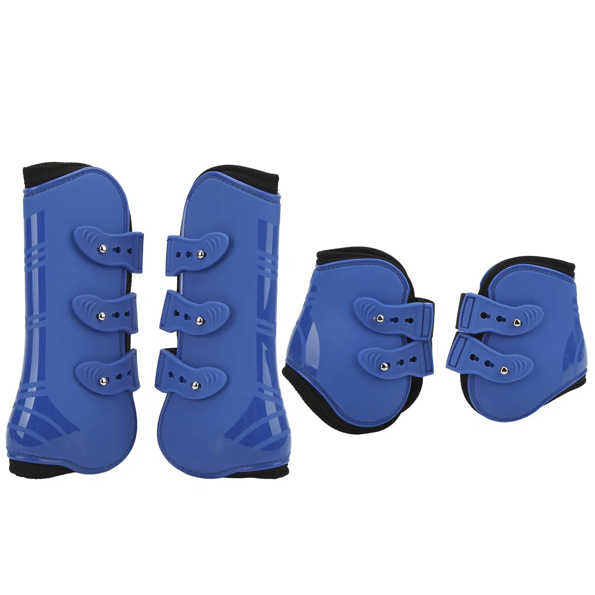 4 polainas traseras delanteras de neopreno resistentes a los golpes, polainas para caballos para deportes de alta velocidad (A set of blue front and back L)
