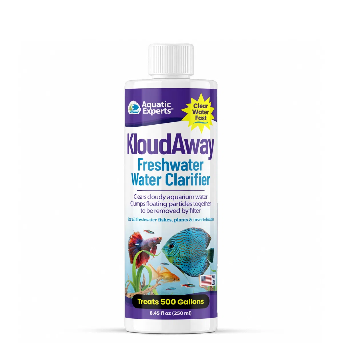 KloudAway Clarificador de agua para acuario de agua dulce, limpia agua nublada, clarificador de agua para pecera, fabricado en Estados Unidos (250 ml)