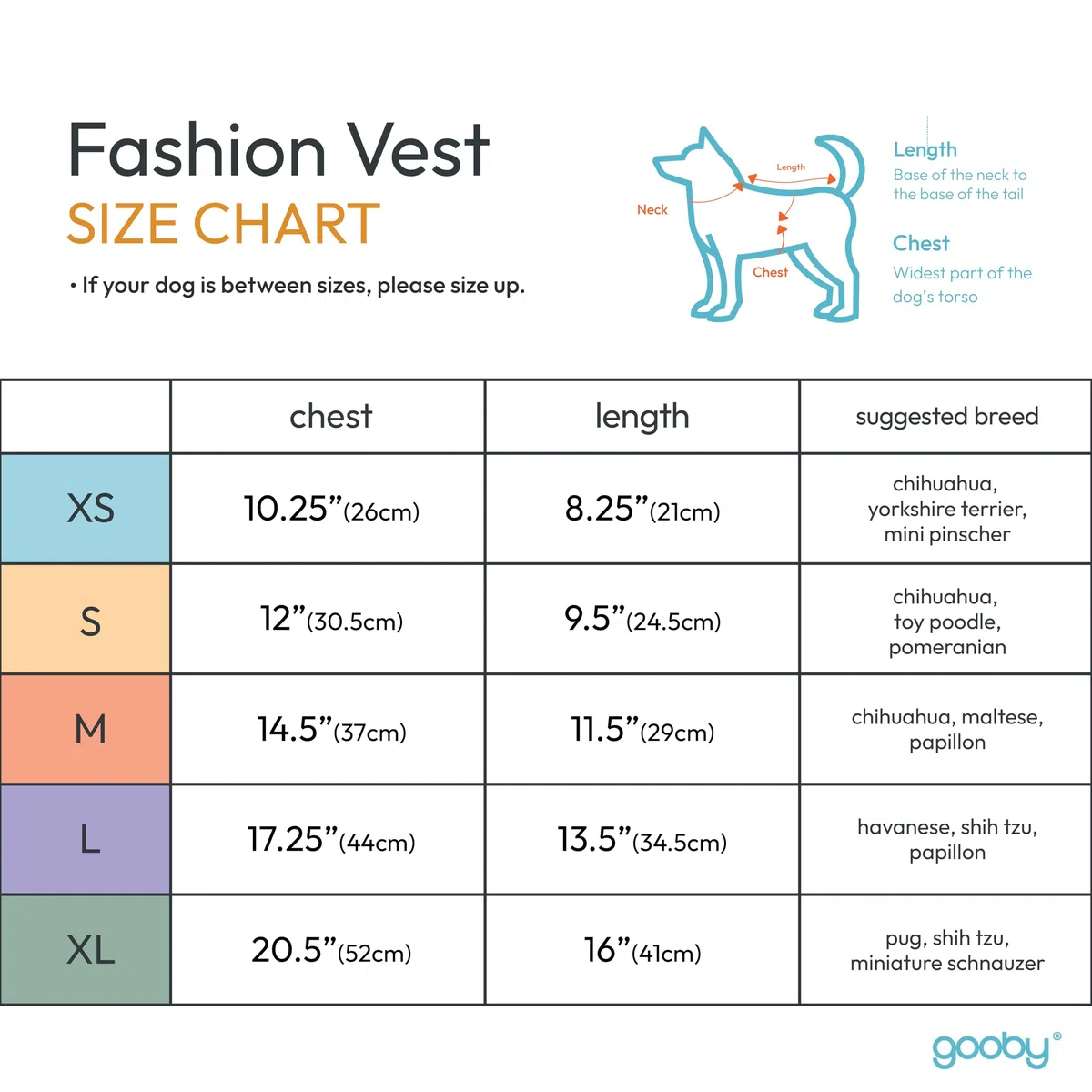 Gooby Fashion Acolchado Bomber Perro Chaleco con Pecho elástica