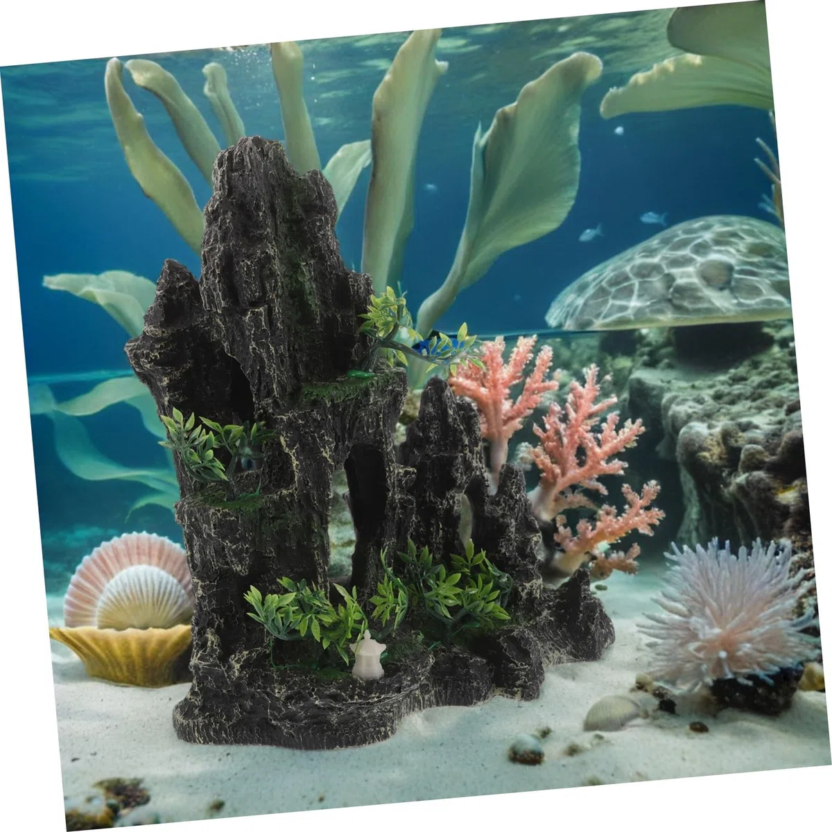 Decoración para Peceras con Piedra Artificial Simulada Cueva Refugio para Camarones Roca Resinada Resistente y Fácil de Limpiar para Acuario Natural y Saludable