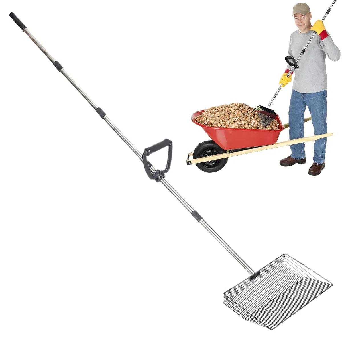 Pala higiénica para limpiar la arena del gallinero, pala higiénica para residuos animales domésticos – Herramienta ajustable en longitud y resistente para aves de corral, perros, conejos, exteriores