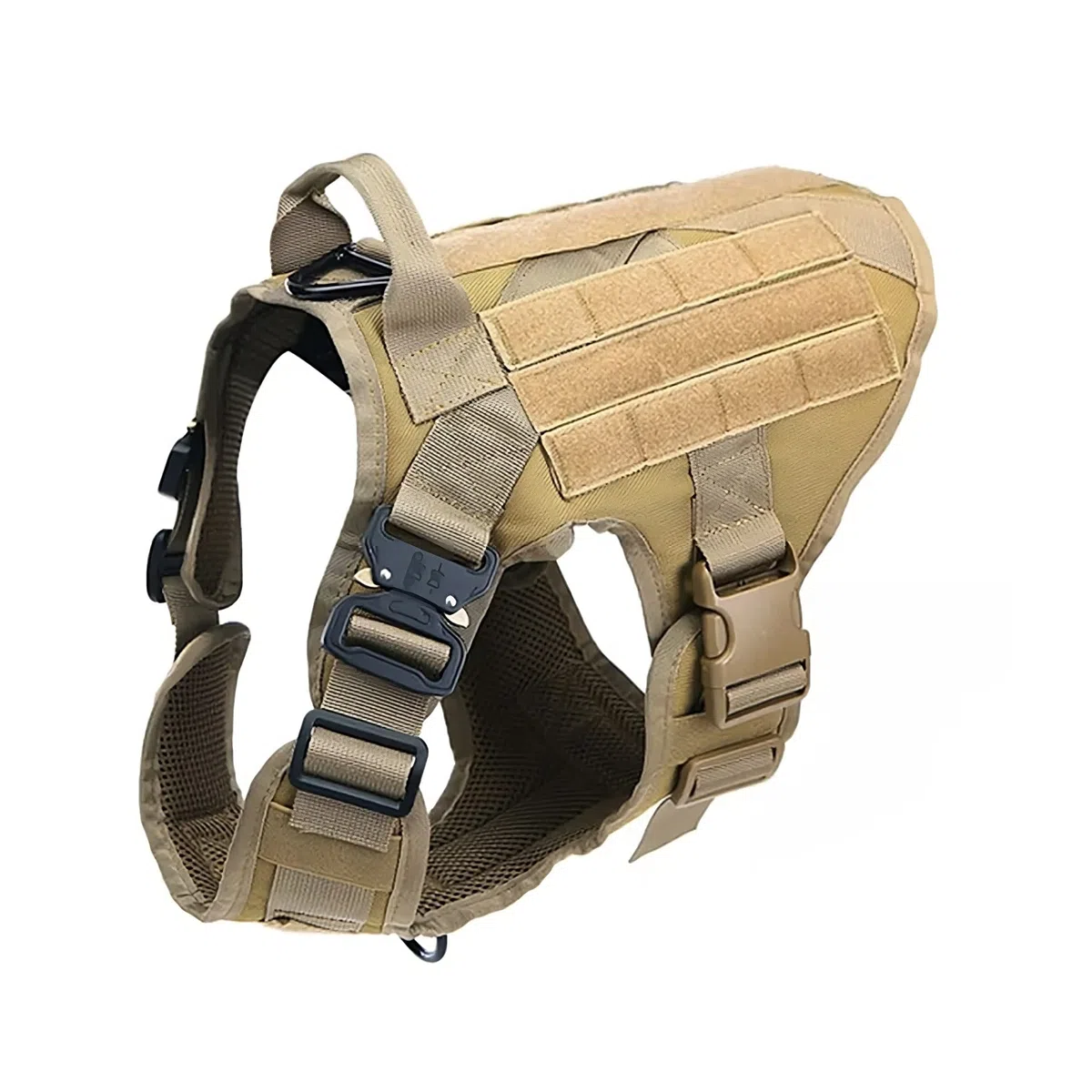Special Force K9 - Arnés táctico para perros medianos y grandes con asa, arnés de seguridad ajustable acolchado (marrón, L)