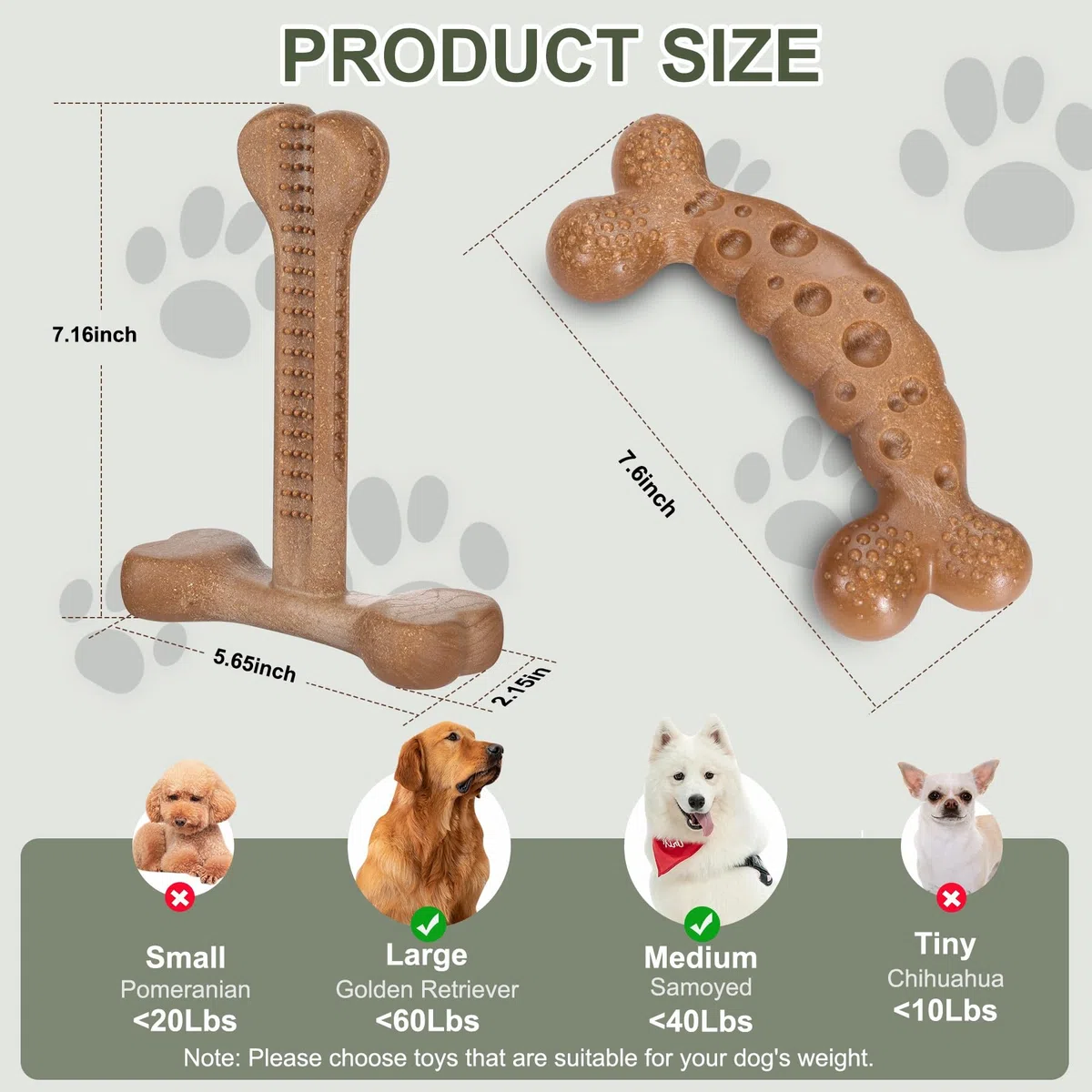 Juguetes masticables para perros para masticadores agresivos, paquete de 2 juguetes resistentes de hueso de perro para razas pequeñas, medianas y grandes para mantenerlos ocupados (mediano