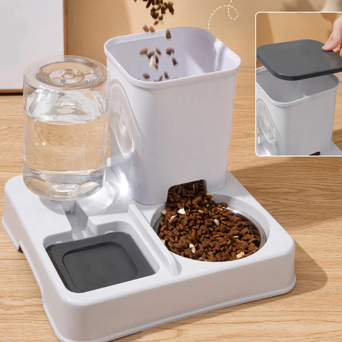 Comedero y Bebedero automático for Perros Gatos(Gray)