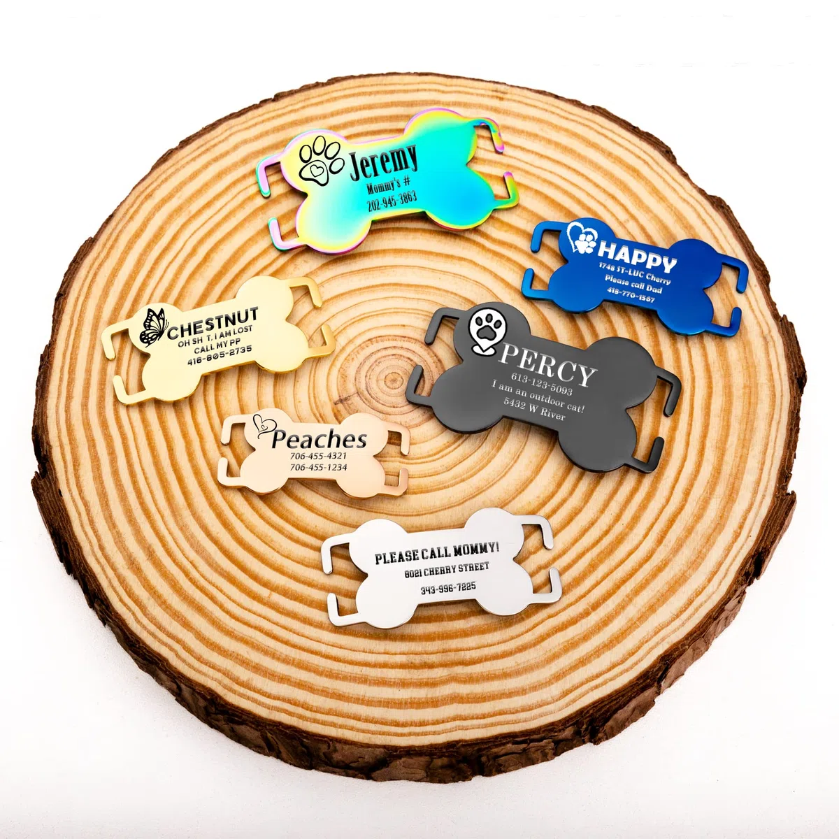 Etiquetas de perro personalizadas para mascotas, a prueba de masticación, etiqueta de nombre para collar grabada, de acero inoxidable, etiqueta de identificación personalizada de hueso