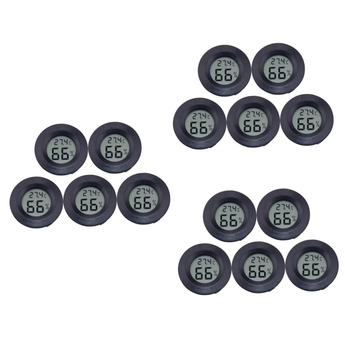 Kisangel 15piezas Higrómetro Digital Redondo De Acrílico Conjunto Para Reptiles y Mascotas Medidor De Temperatura y Humedad Para Uso Tienda De Mascotas y Hogar Negro