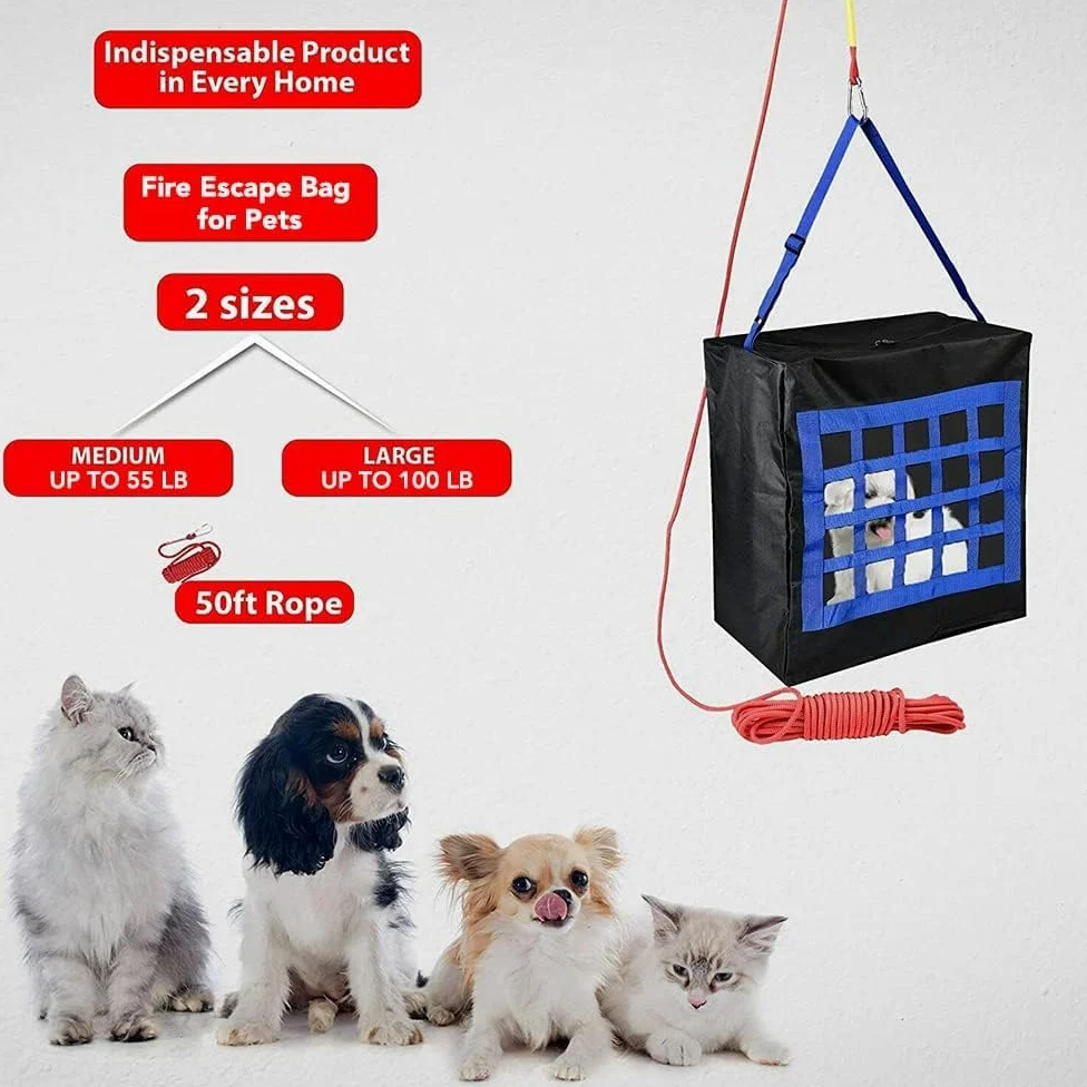 Bolsa de Rescate de Incendios para Mascotas Grande de hasta 40 kg - Kit de evacuación de Mascotas - Transportador de Emergencia para