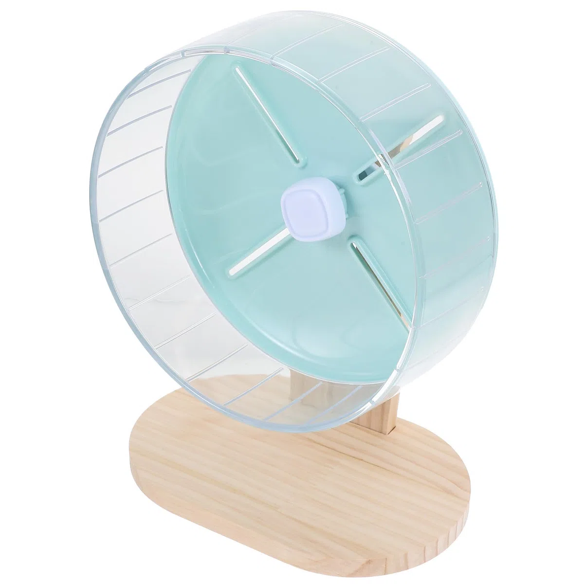 STOBAZA Rueda de Hámster Silenciosa Base Estable de Madera y Abs, Rueda Compacta para Jaula de Mascotas Pequeña y Deportes para Hámster y Oso Dorado