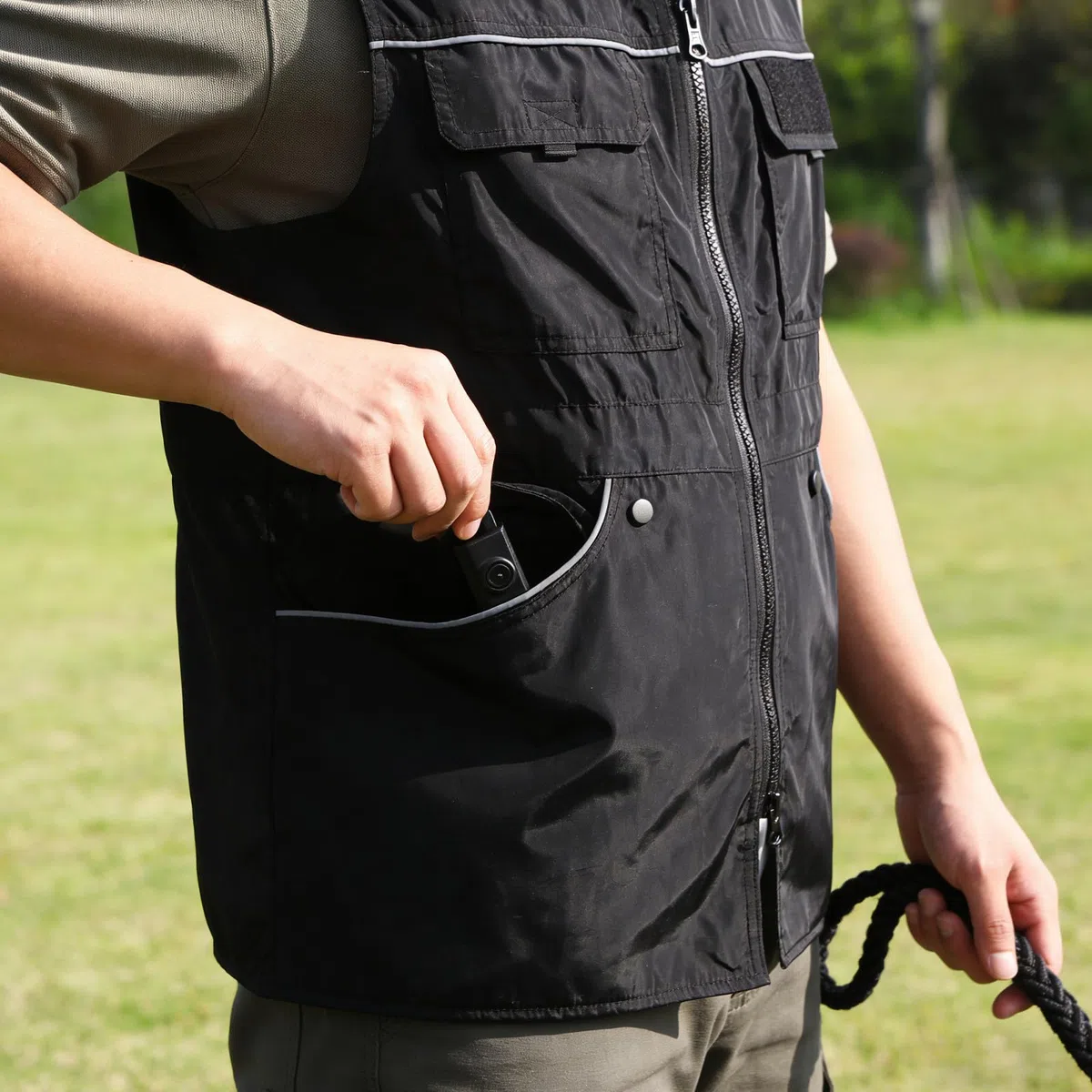 STOBAZA Chaleco de Entrenamiento para Perros, Chaleco de Adiestrador de Perros, Poliéster, Multibolsillos, Tiras Reflectantes, 2XL, Negro, para Adiestramiento y Agilidad