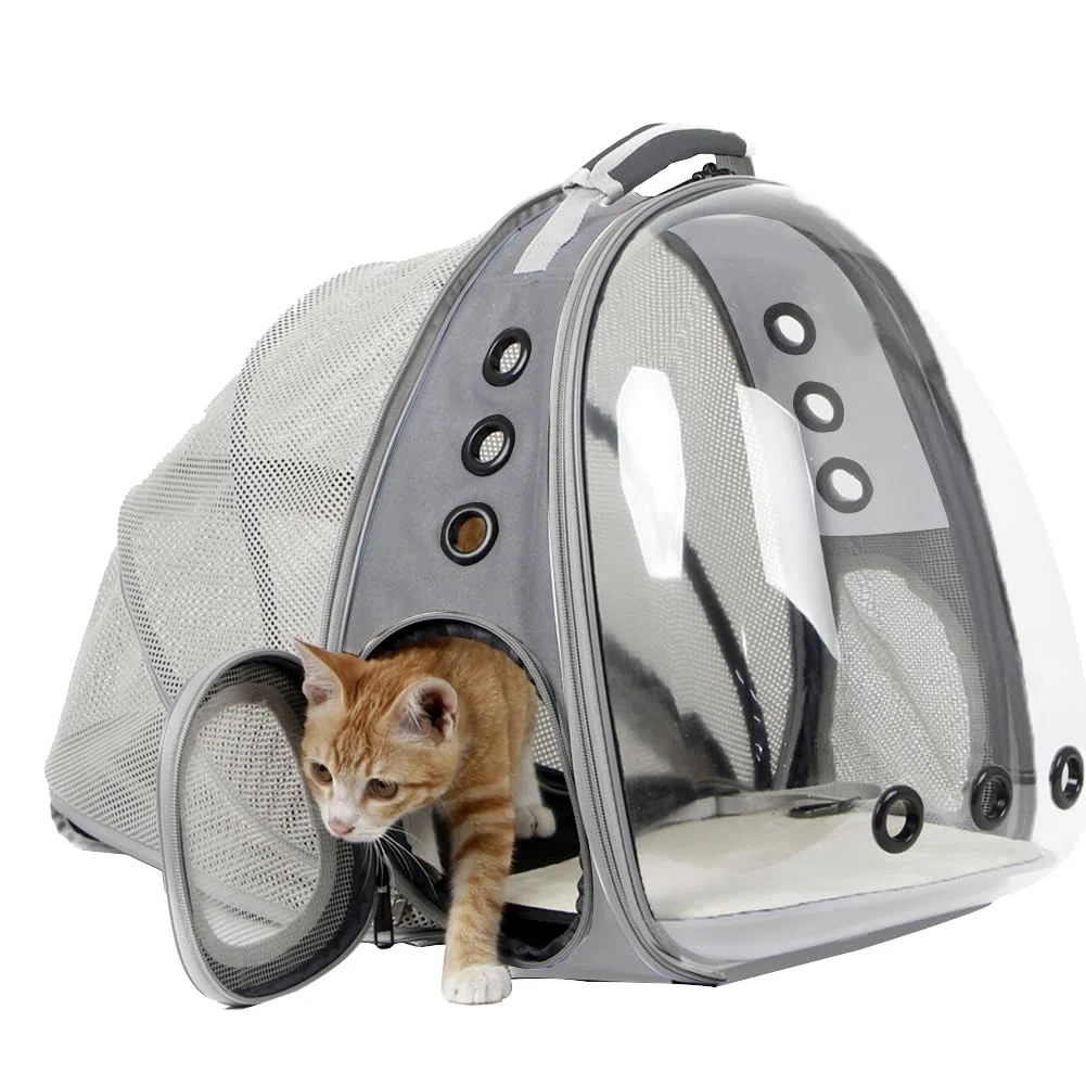 Mochila expandible para gatos de hasta 12 libras, mochila espacial con ventana de burbujas para mascotas para gatos y cachorros pequeños