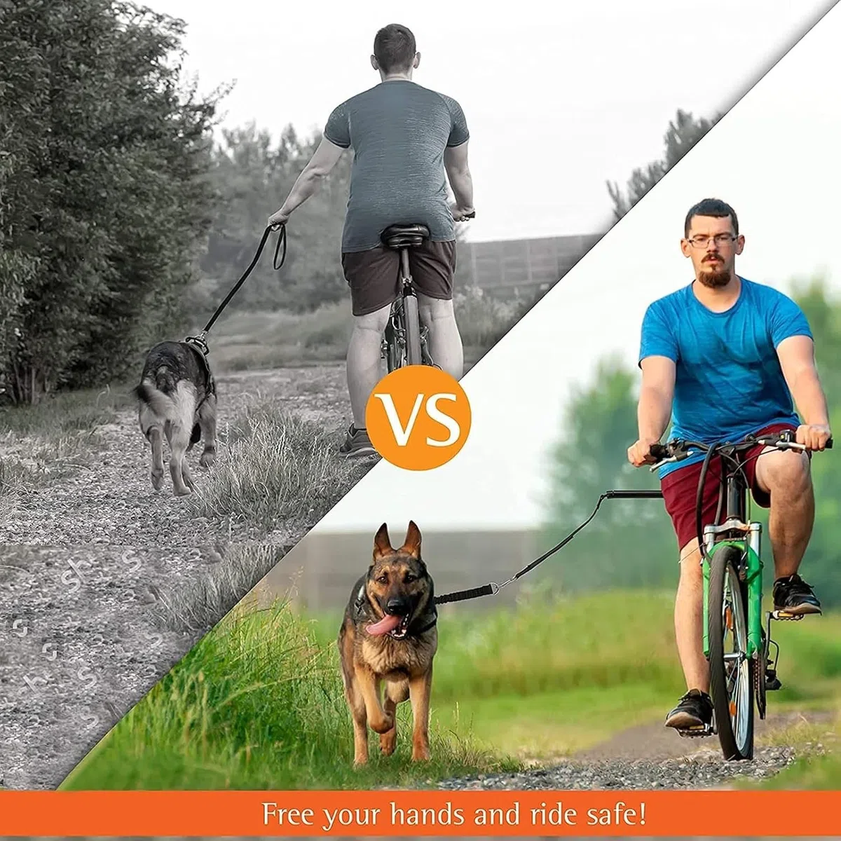 Cuerda Retráctil para Perro de Bicicleta, Correa Manos Libres para Mascotas para Correr Pasear Trotar, Accesorio de Entrenamiento con Fijación y Extracción Rápi