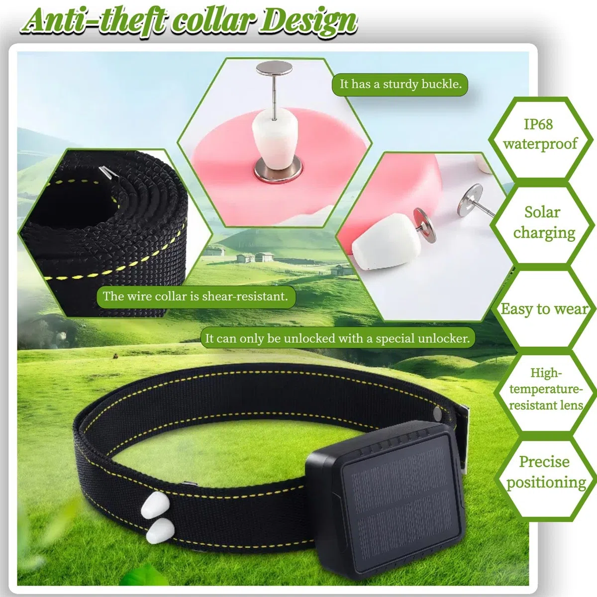 Collar antipérdida GPS para ganado y mascotas, rastreador de ubicación en tiempo real con geo-valla, luz de flash y alarma, distancia ilimitada