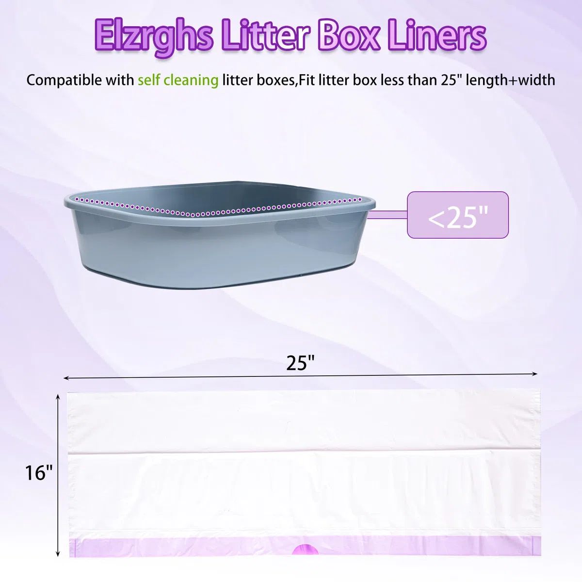 Elzrghs Paquete de 100 bolsas de basura con cordón para gatos compatibles con Litter-Robot 3/4, bolsas de basura resistentes para autolimpieza automática de caja de arena