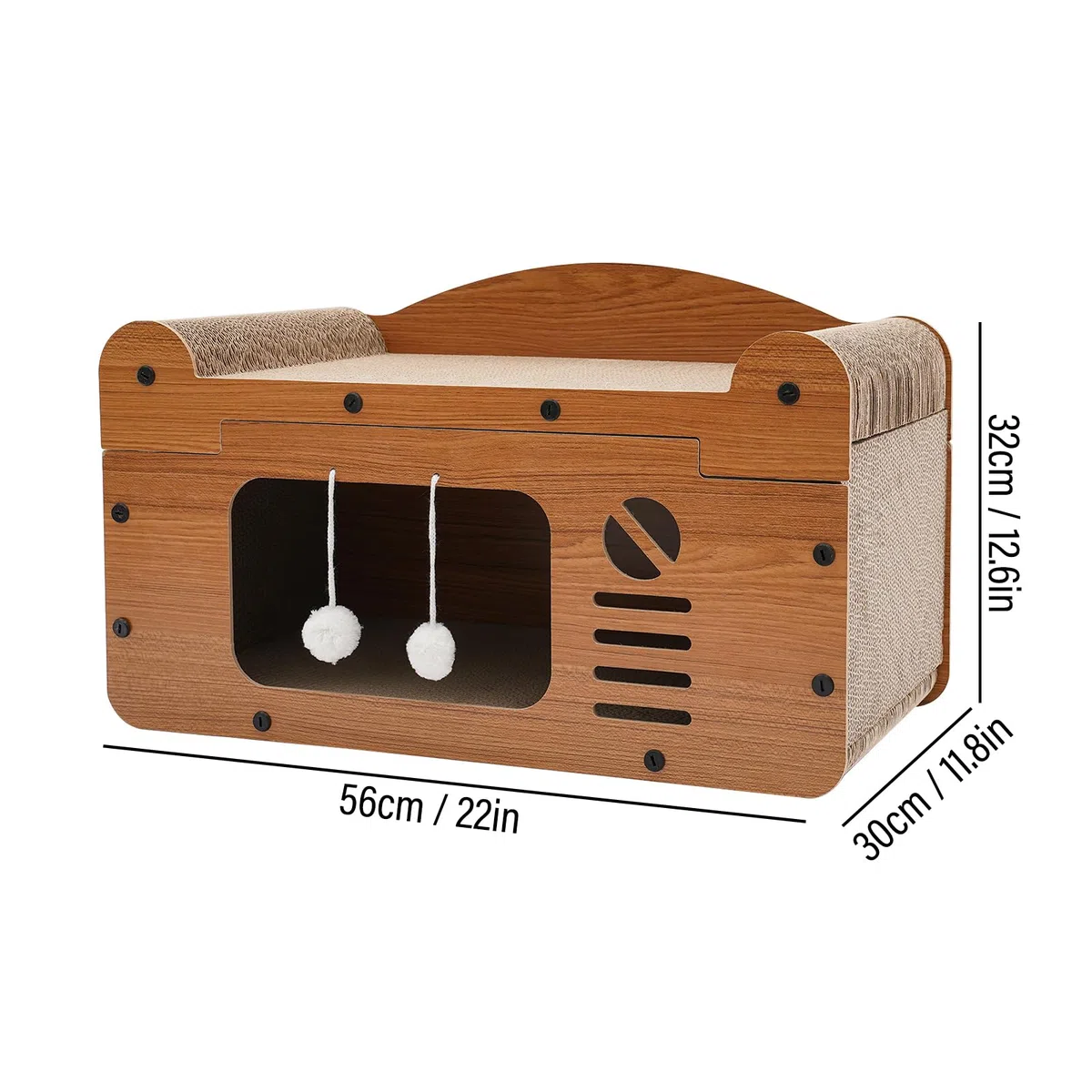 Rascador para gatos, cueva para gatos con tabla rascadora, cama para gatos de 2 pisos con pelota de juego, casa para gatos interior de cartón, cartón rascador para gatos, almohadilla rascador para